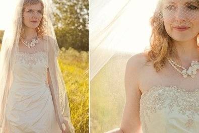 Birdcage veil with long veil