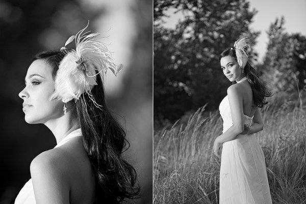 Bridal fascinator and birdcage veil set by Ellen Marie