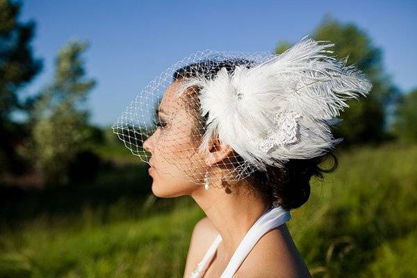 Birdcage Veil and Bridal Fascinator by Ellen Marie