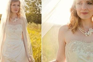 Birdcage veil with long veil