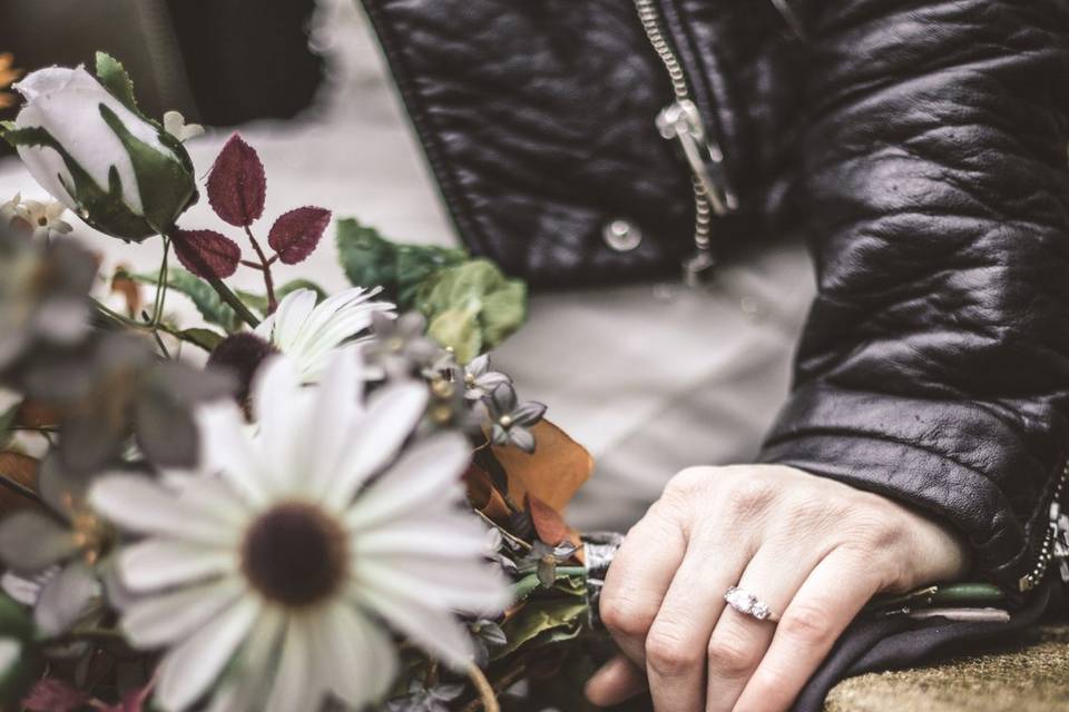 Rebel bride in garden