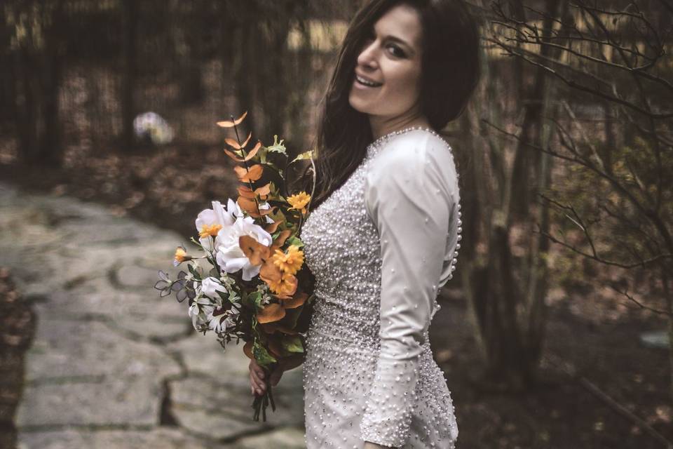 Rebel bride in garden