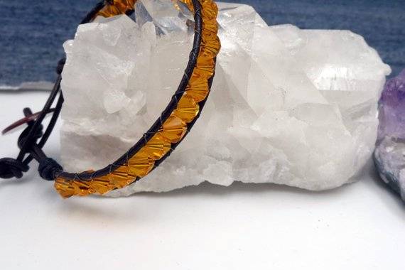 Crystal Leather Wrap Bracelet