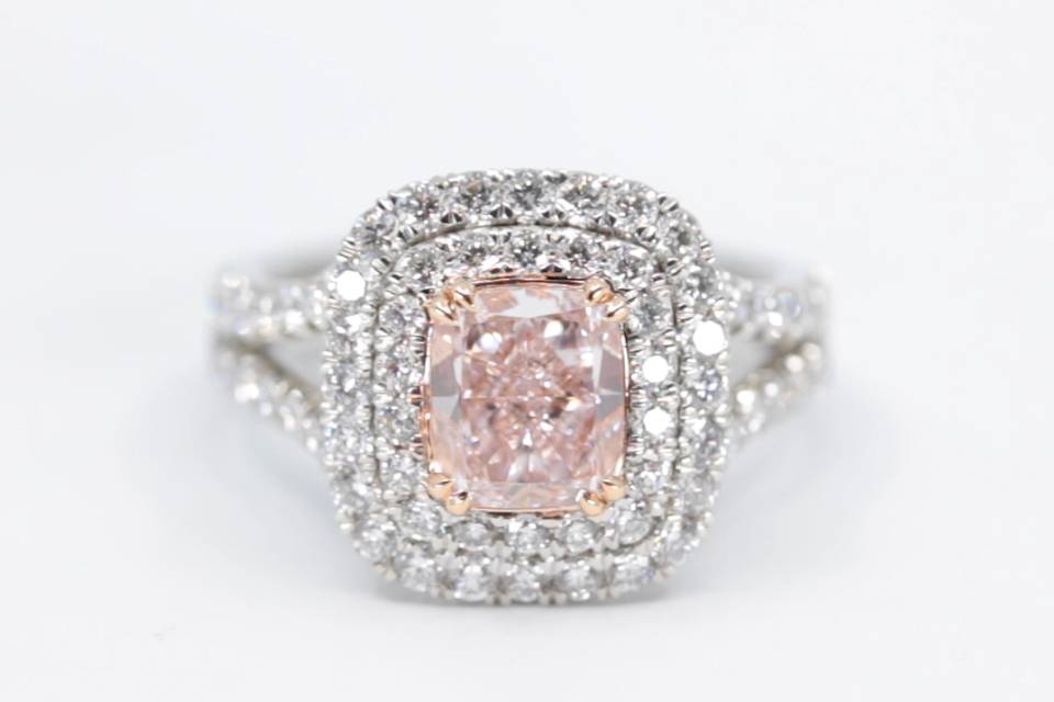 Pink Halo Engagement Ring