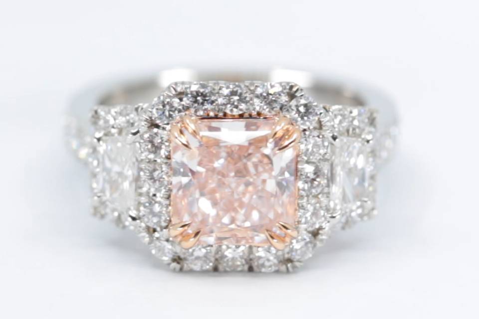 Pink Sidetone Engagement Ring