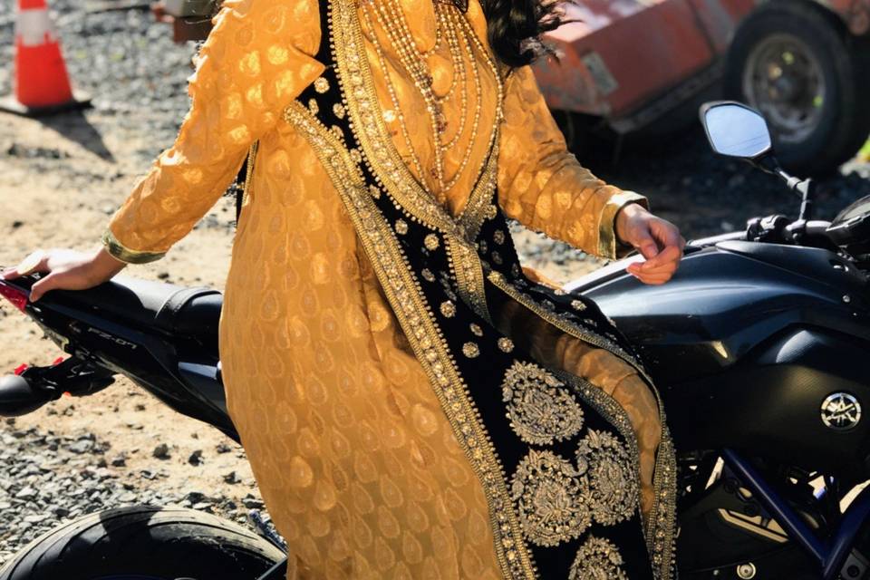 Bride on a motorbike