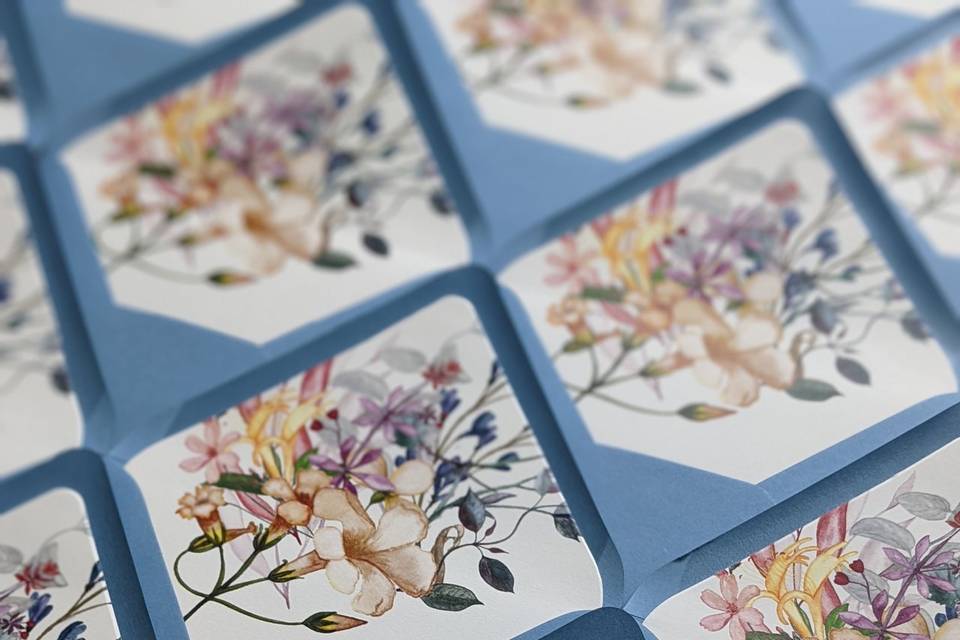 Dusty Blue Floral Envelopes