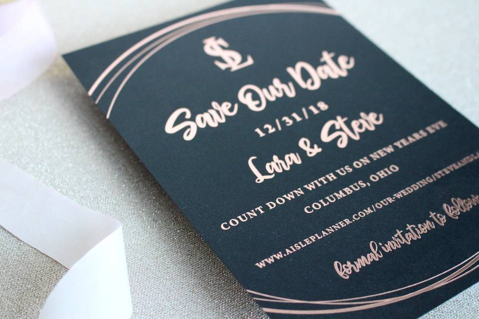 Rose Gold Foil Save the Date