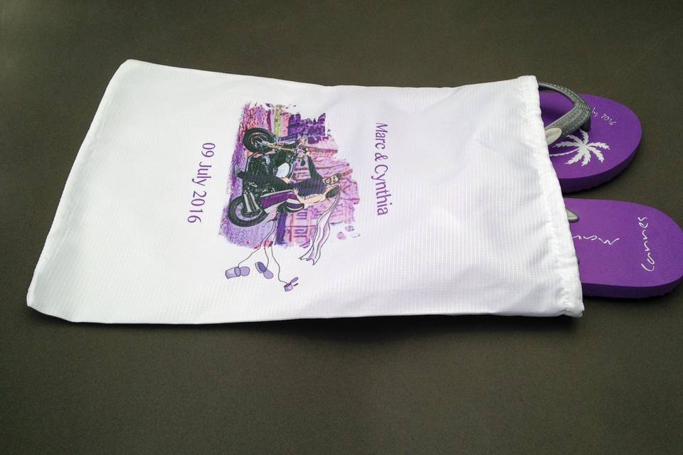 Custom bag and flip flops