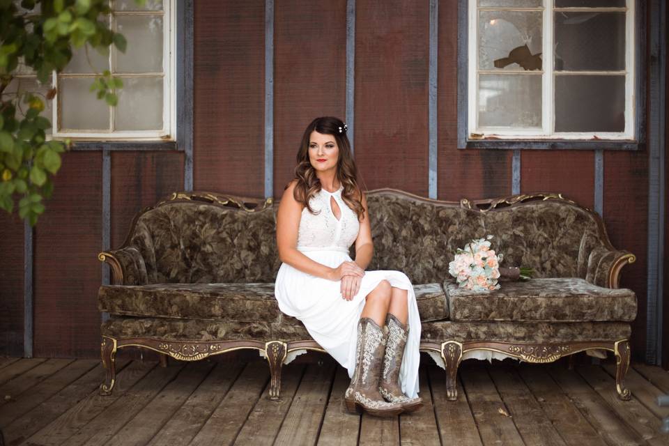 Bride on the couch