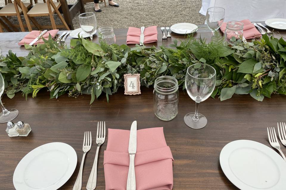 Winery farm table decor