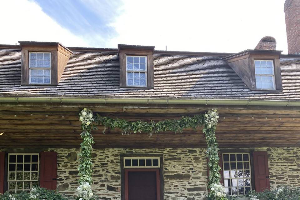 Lush greenery historic home