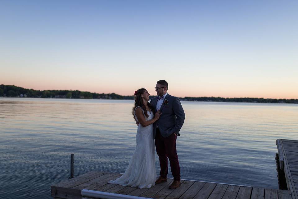 Happy Couple on Lake Dock