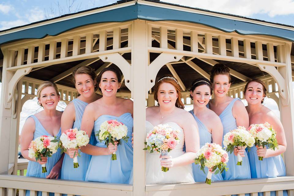 Bride with bridesmaids