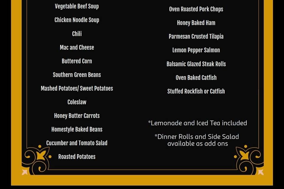 Basic menu- Can be customized