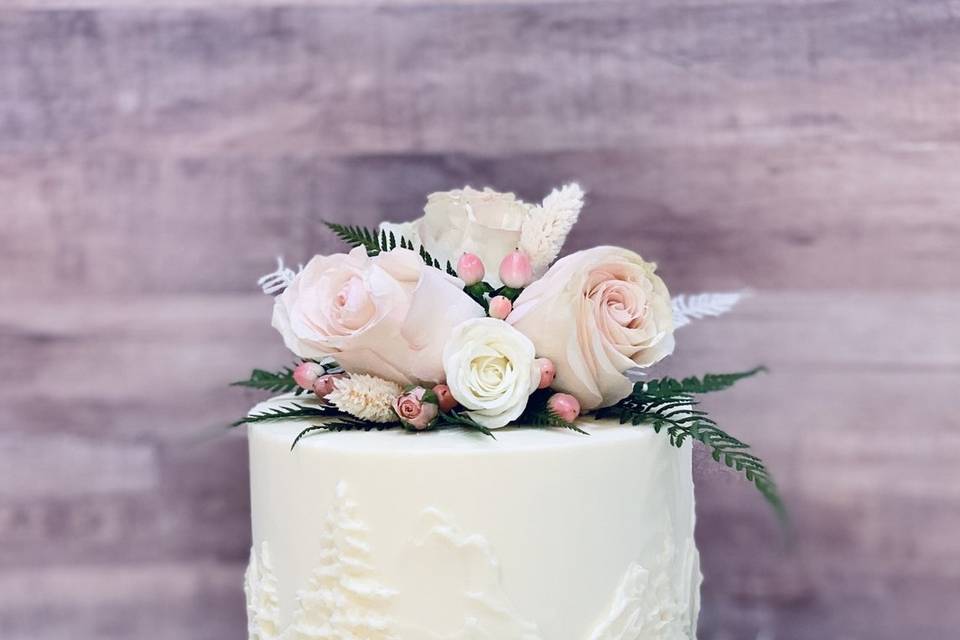 Forest Etched Wedding Cake