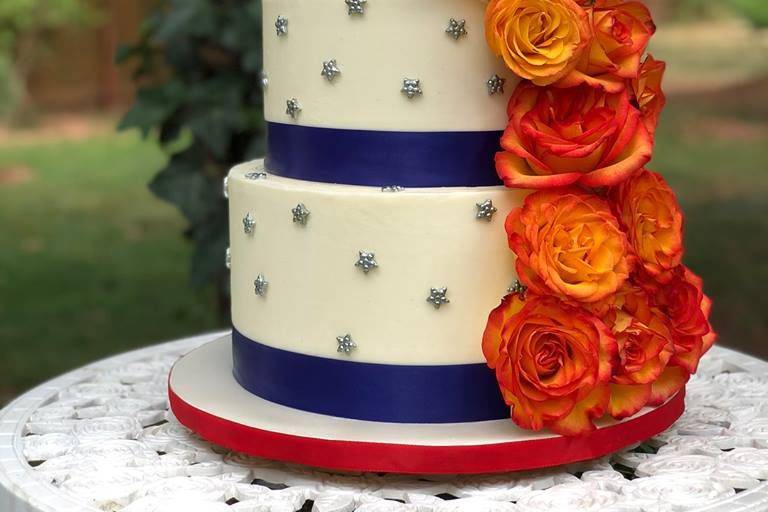 4th of July Fresh Floral Wedding Cake