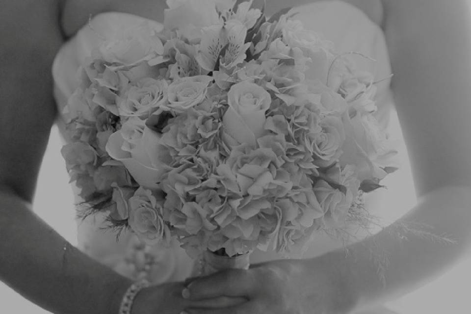 The bride holding her bouquet