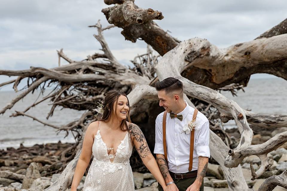 Driftwood beach wedding