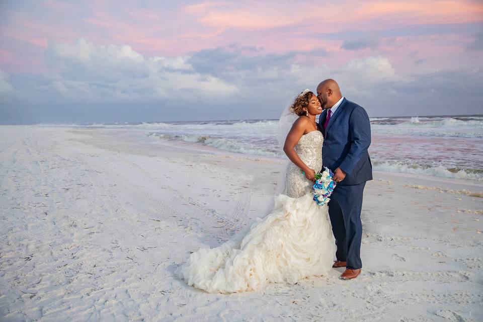 Beach sunset wedding