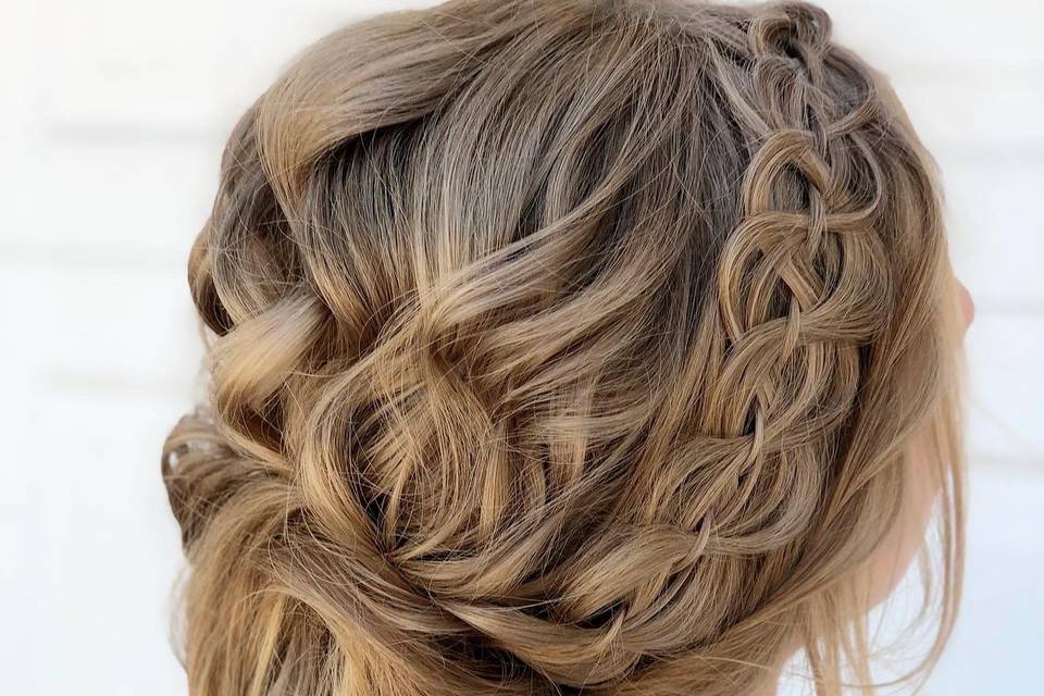 Four stand lace braid updo