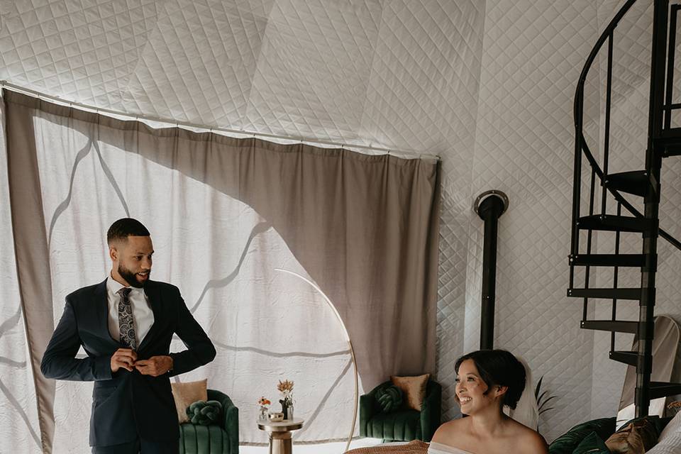 Bride and groom in Golden Dome