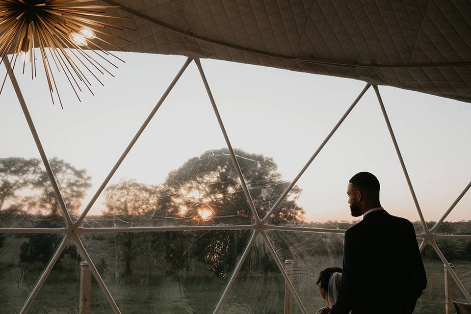Bride and groom in Golden Dome