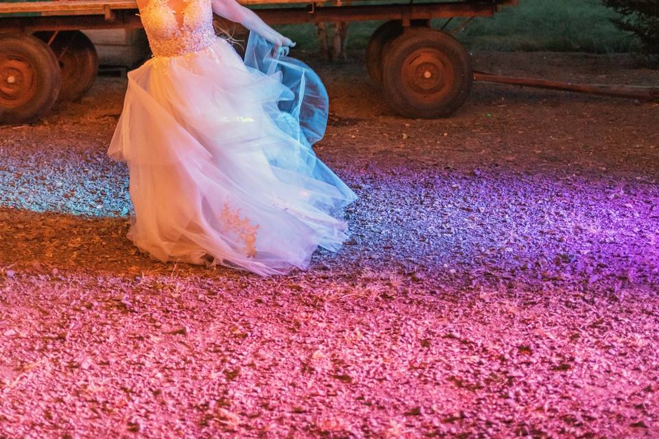 Bride dances at night