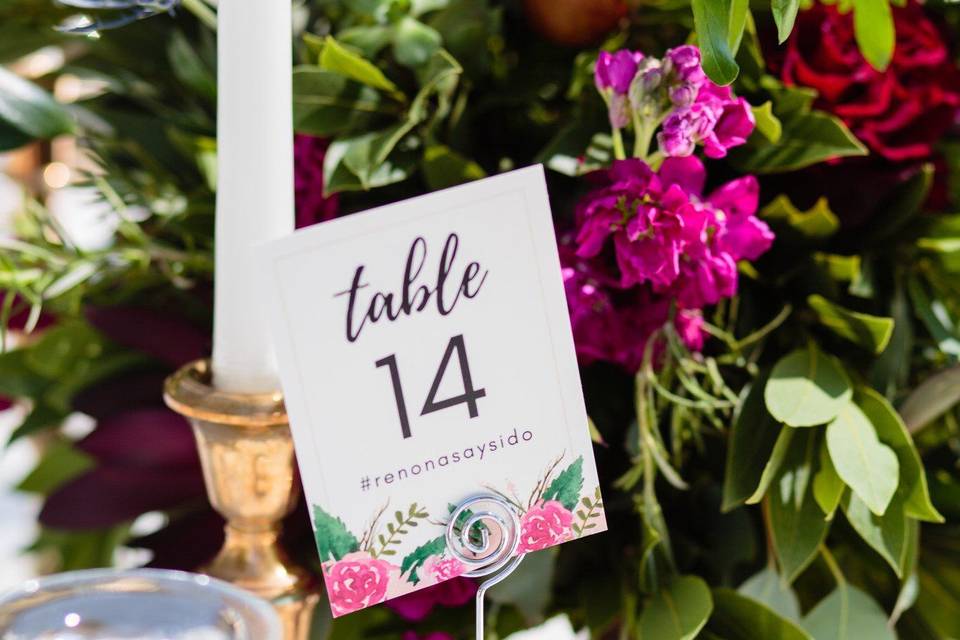 Table numbers designed by the brides talented sister.
