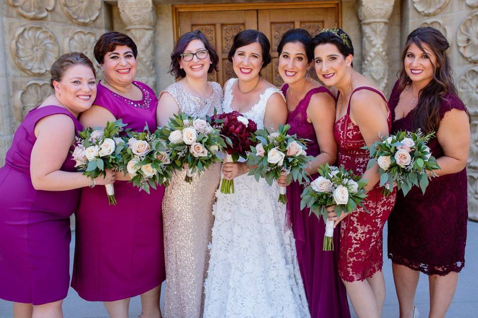 Mixed berry central california bride's maids