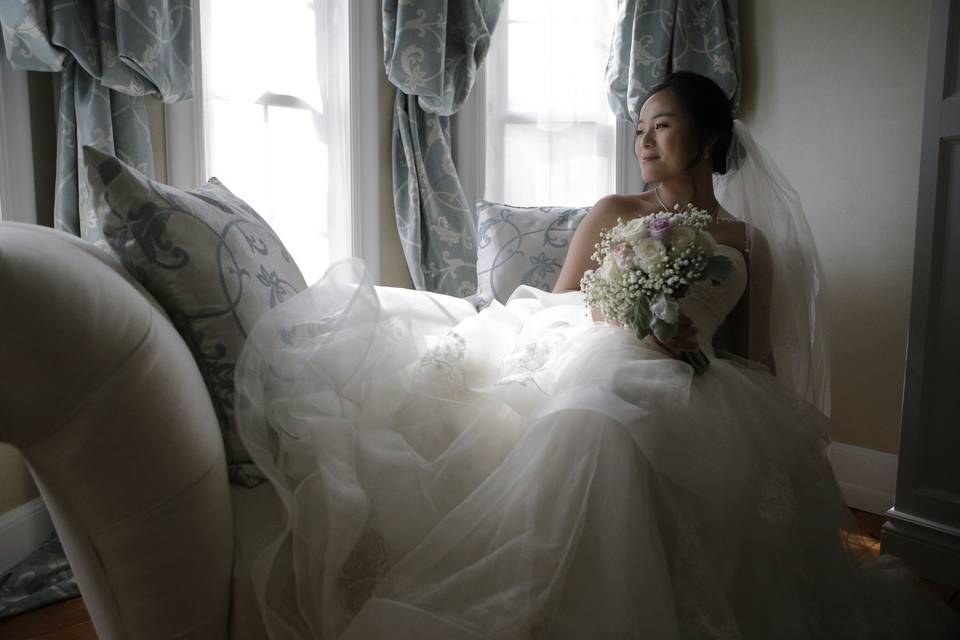 The bride contemplating