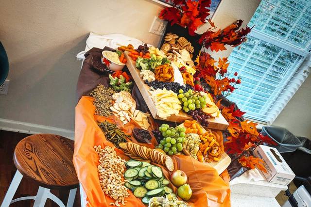 Crackers, fruit, and cheese
