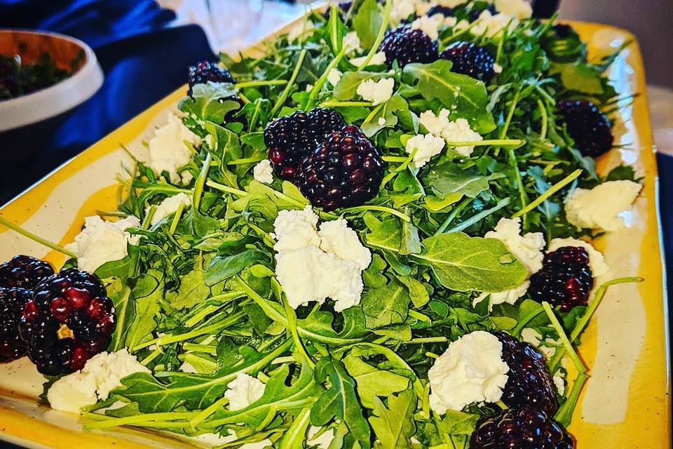 Berries, cheese, and greens