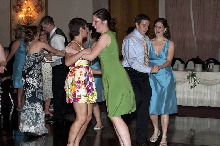 Guests dancing at the reception venue