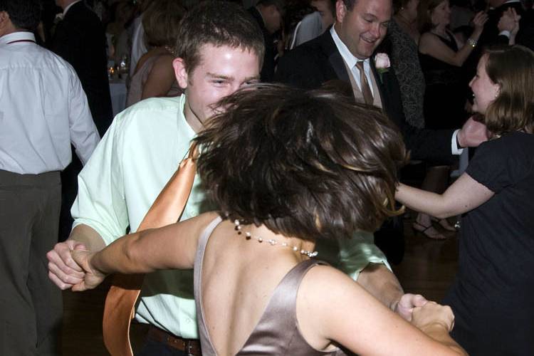 Guests dancing at the reception venue