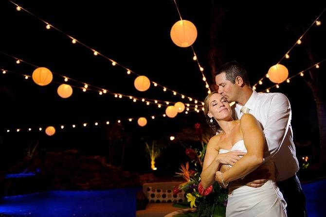 Canopy of lights over the newlyweds