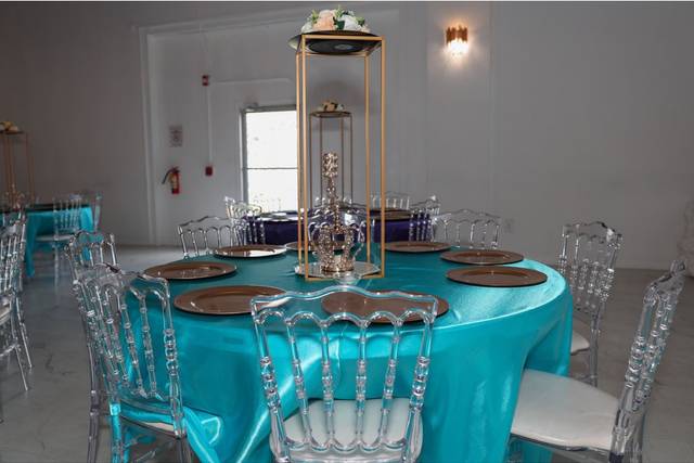 Guest table-turquoise and gold