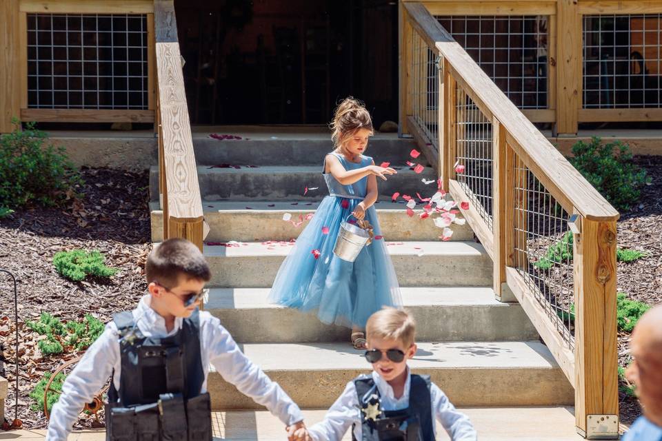 Armed guards for flower girl