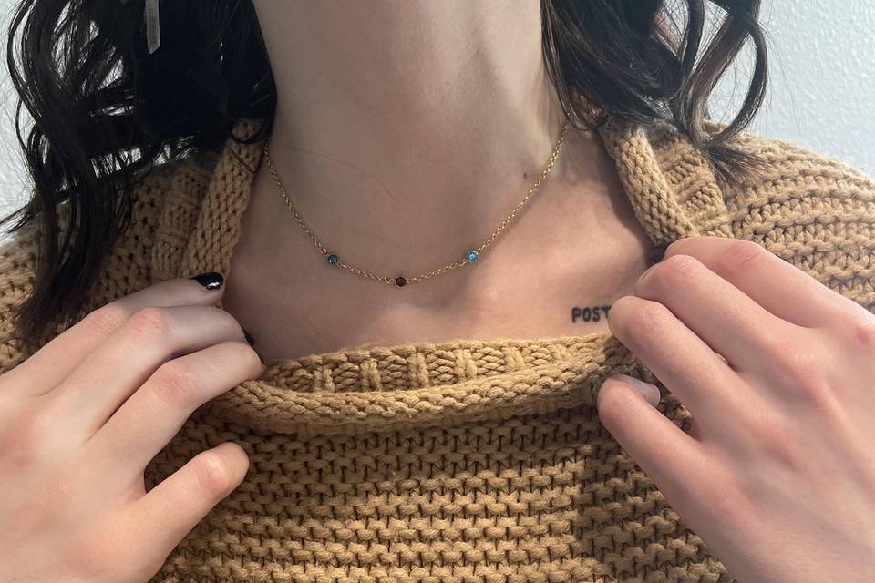 Triple birthstone necklace