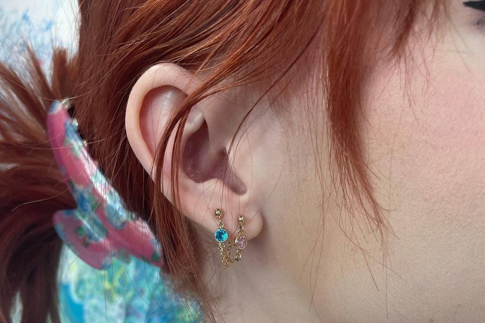 Gemstone chain earrings