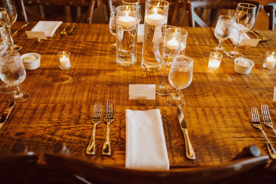 Rustic chic table settings