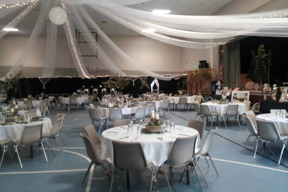 Table setup with candle centerpiece