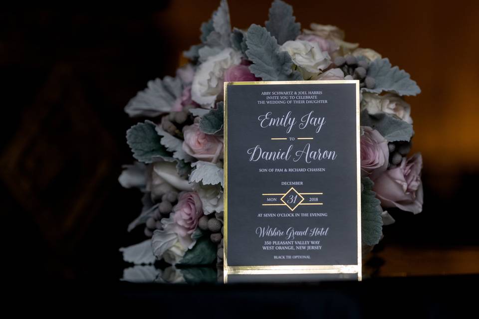 Gold foil new years wedding