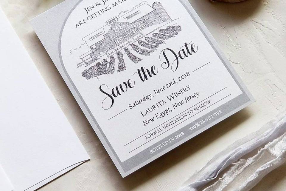 Wine label save the date