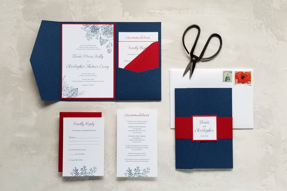 Patriotic red and blue pocket