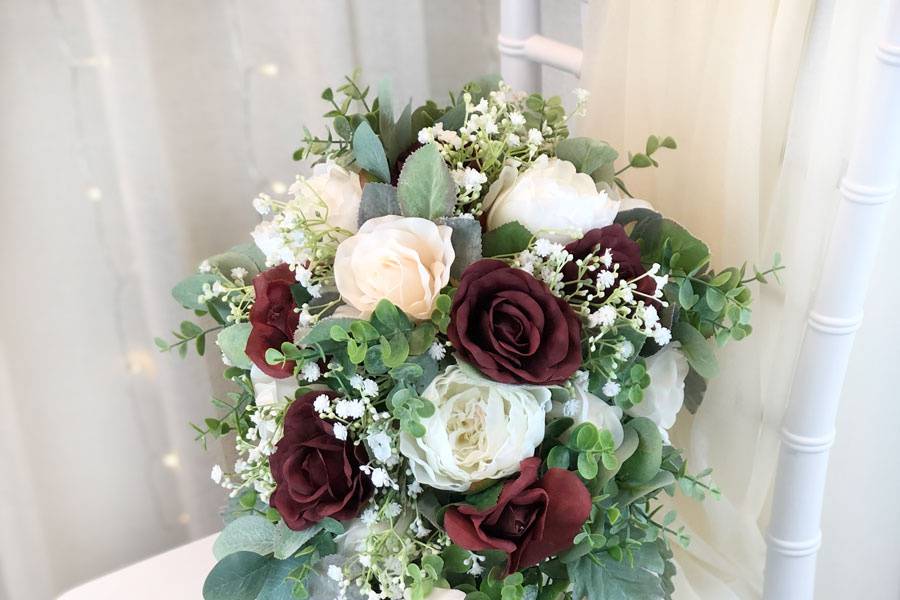 Cascading Bouquet in Burgundy