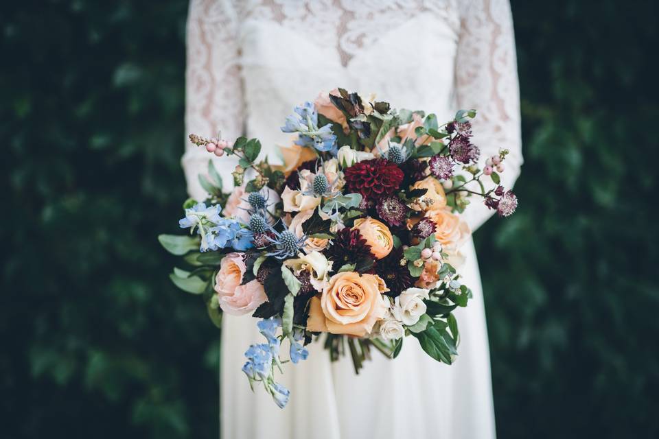 Holding the bouquet