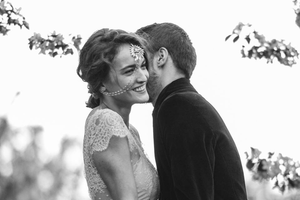 Engagement shoot in orchards