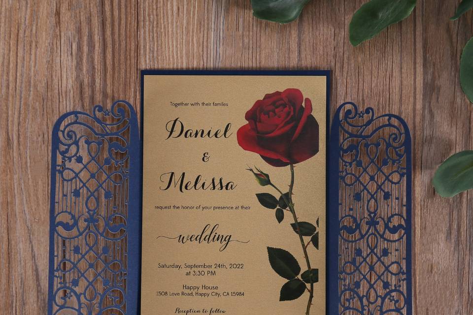 Gate Lace Invitation - Blue