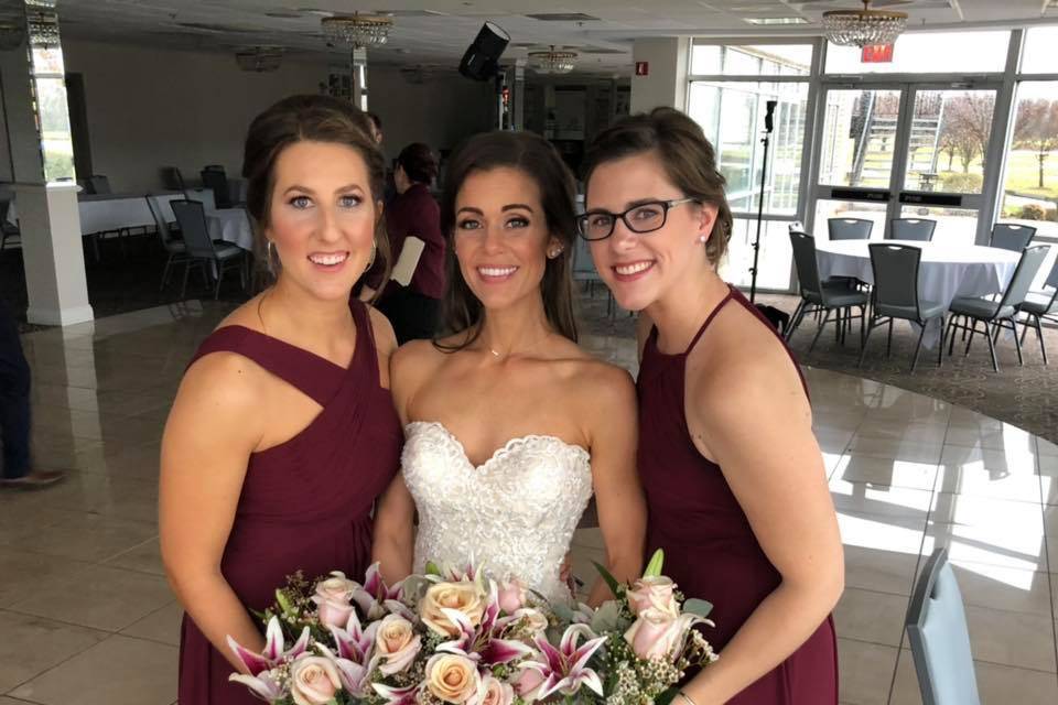 Bridesmaids and bride